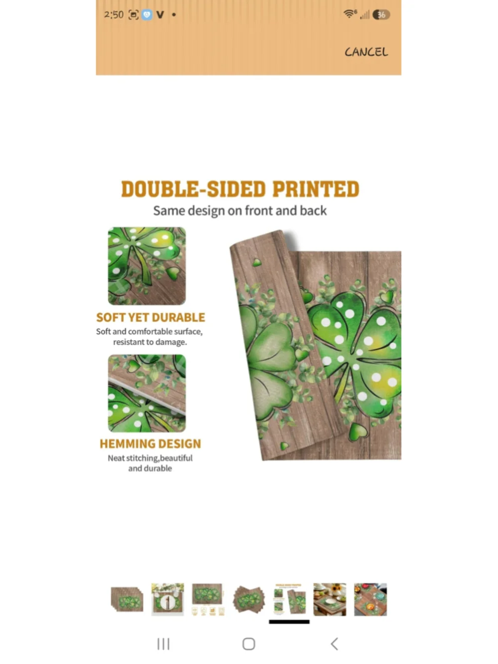 Shamrock St. Patrick's Day Placemats Set of 4, One Size, Brown and Green